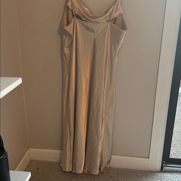 Bebe Champagne Satin Slip Dress with Cowl Neck - Picture 5 of 8